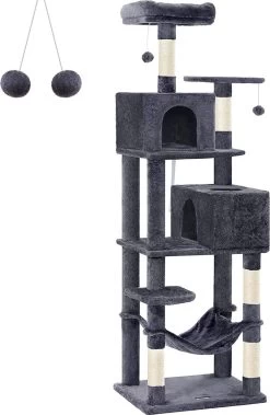 Krabpaal, Kattenboom 191 Cm Met Zacht Pluche, Rookgrijs