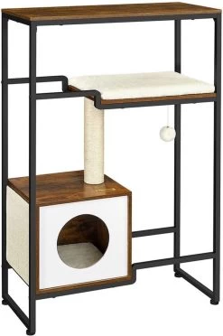 MIDA® Krabpaal Kast – Met Planken – Kattenhuis Kast – Vintage Bruin