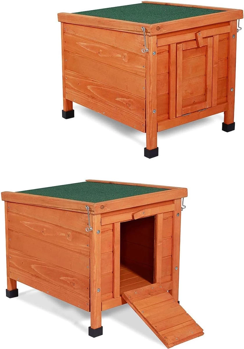 Houten Konijnenhok Voor Kleine Dieren, 43 X 43 X 52 Cm 1 Houten Konijnenhok Voor Kleine Dieren, 43 X 43 X 52 Cm