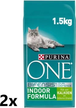 Purina One – Indoor Formula – Kalkoen – Kattenvoer – 2×1.5 Kg