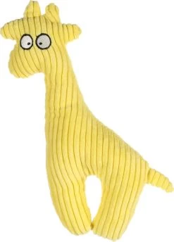 Flamingo – Honden/Puppyspeelgoed PEBBLES Corduroy Giraf – 27 Cm – Geel