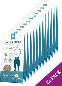 Dirty Rebels Kattenbakvulling WHITE LOTUS – 12-pack (12×10 L) – Extreem Snel Klontvormend
