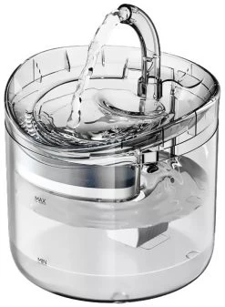 Amenzo® Drinkfontein Kat – Stijlvol Transparant Design – 2 Liter Inhoud – Inclusief 2 Filters – Gratis Schoonmaakset – Waterfontein