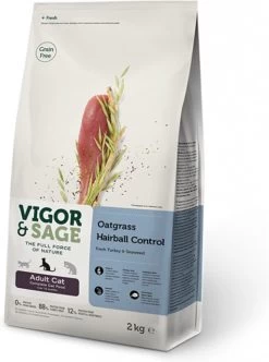 Vigor & Sage Kattenvoer Hairball Control Oatgrass 2 Kg